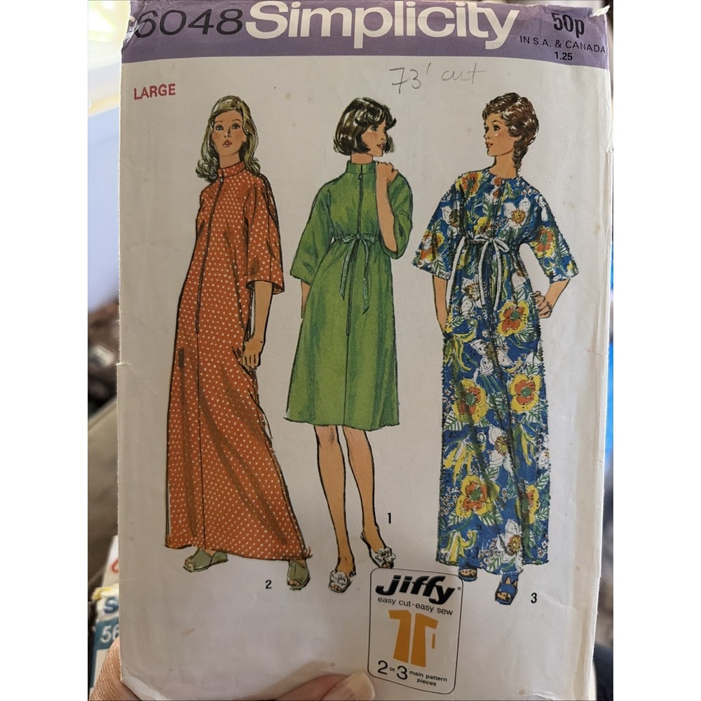 Vtg Simplicity 6048 Sewing Pattern Misses Sz 16-18 Jiffy Robe Kaftan Uncut 1973